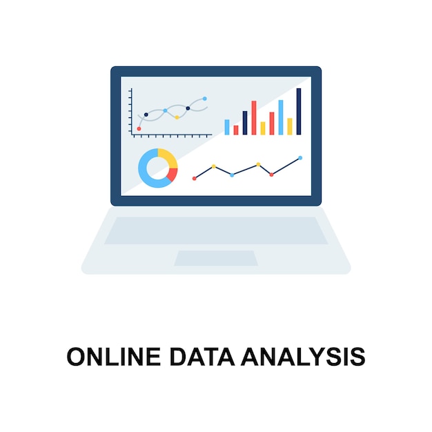 Análisis de datos en línea concepto de diseño vectorial de íconos vectorial plano editable