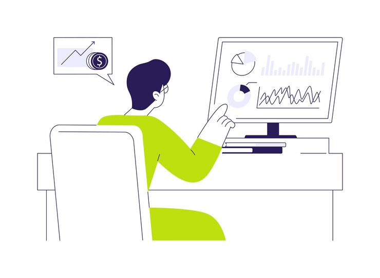Vector análisis de datos del mercado de valores ilustración vectorial de conceptos abstractos