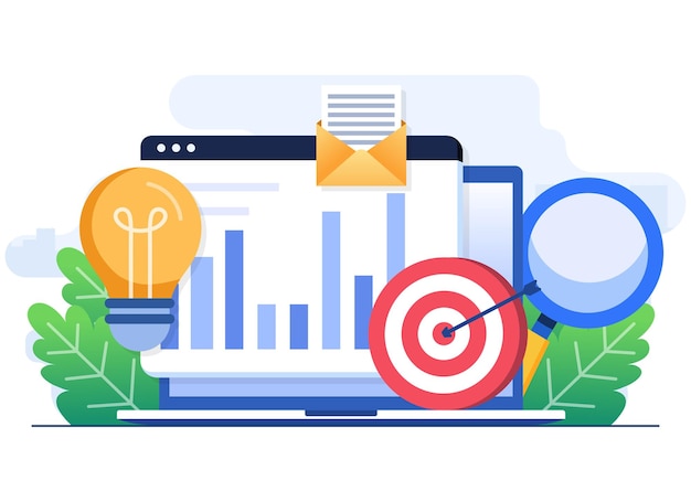 Análisis de datos de rendimiento empresarial concepto de ilustración plana