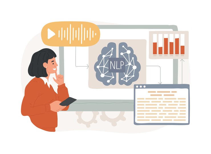 Vector análisis de datos de texto con nlp concepto abstracto ilustración vectorial análisis de datos de lenguaje natural