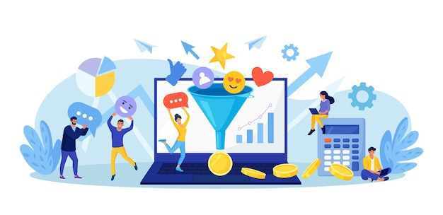 Análisis del embudo de ventas Estrategia de marketing digital Optimización de la tasa de conversión Generación de leads Redes sociales SMM para atraer compradores Comunicación para atraer nuevos clientes y obtener ganancias