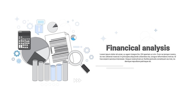 Vector análisis financiero business web banner vector illustration