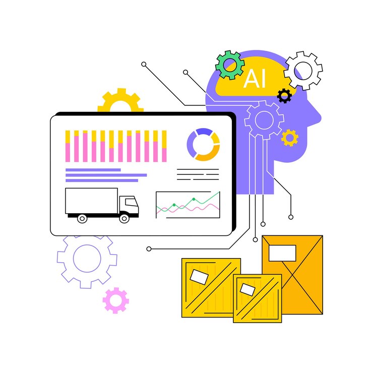 Vector análisis de inventario predictivo con ilustración vectorial de conceptos abstractos de ia