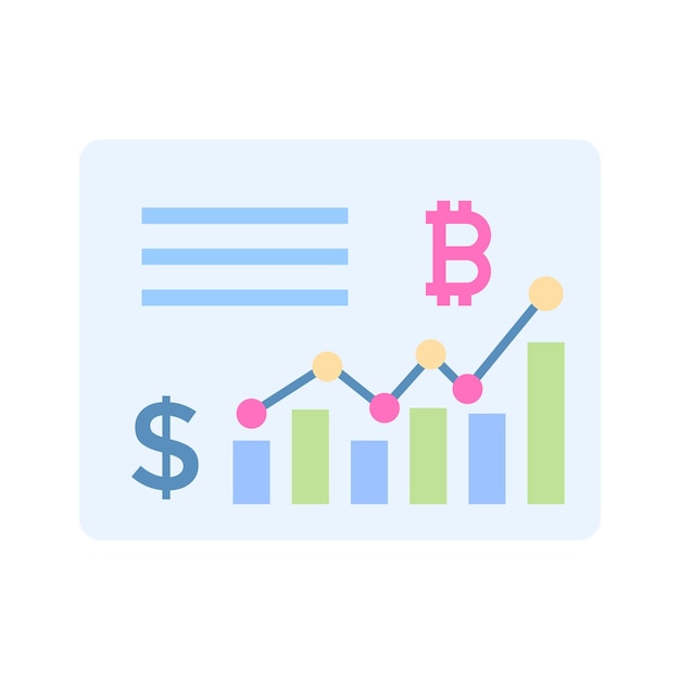 Análisis de negocios gráfico de bitcoin análisis de mercado de criptomonedas diseño vectorial