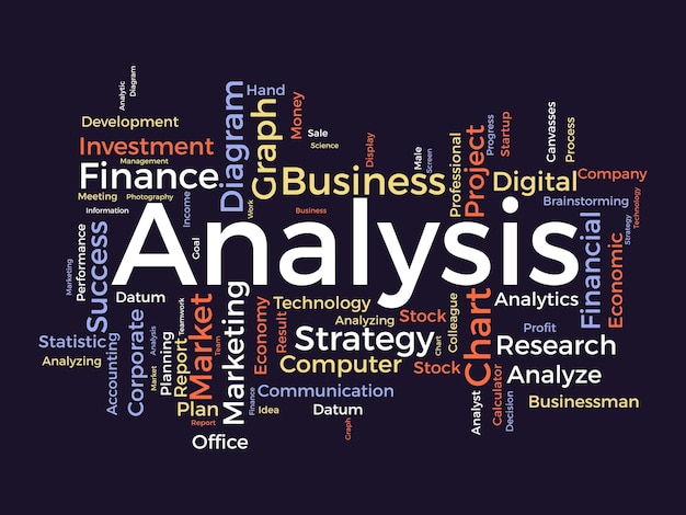 Vector análisis de la plantilla de nube de palabras concepto vectorial del modelo de negocio