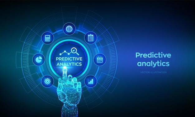 Vector análisis predictivo análisis de big data concepto de tecnología de inteligencia de negocios en pantalla virtual