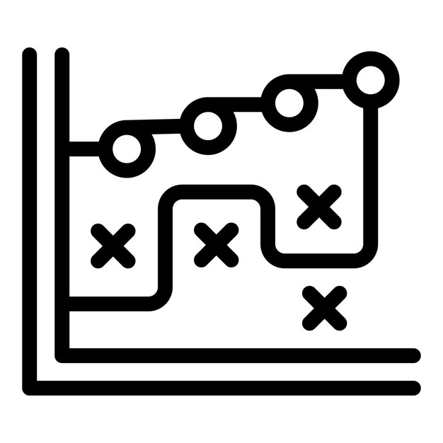 Análisis de problemas Icono de contorno vectorial Gráfico de examen en perspectiva