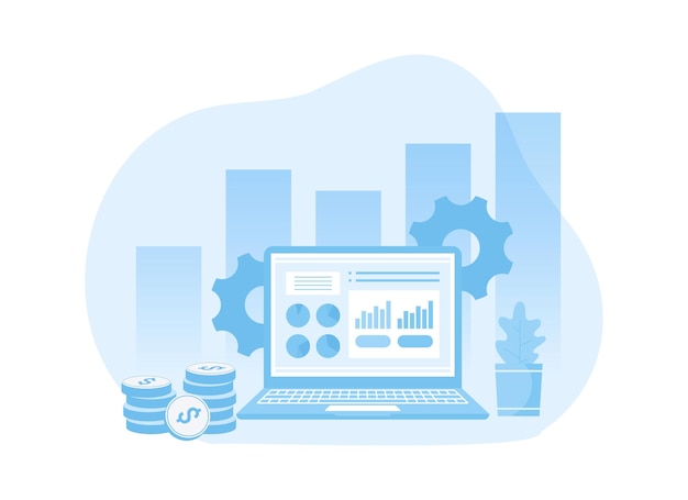 Analista conjunto de datos icono concepto ilustración plana