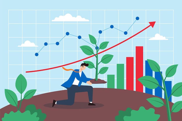 Analista plantando semillas en el campo de los datos sembrando el futuro crecimiento del negocio