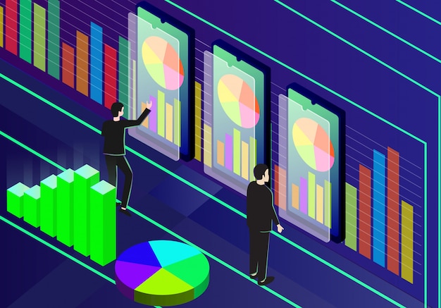 Vector analítica isométrica de negocios