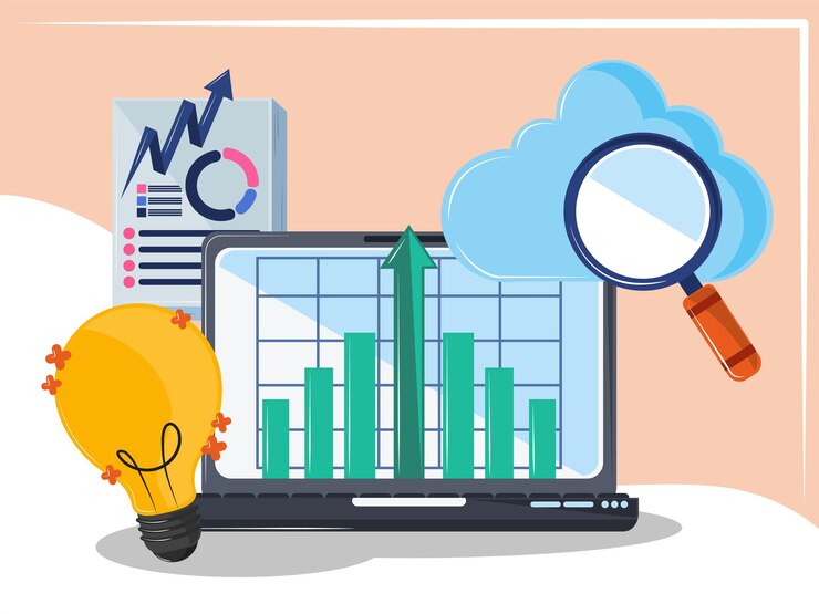 Vector analizando el mercado en línea