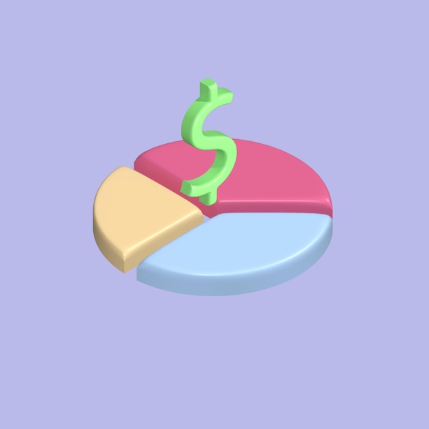 Analizando la planificación del presupuesto personal invirtiendo en gráfico Gestión financiera Objeto 3D realista