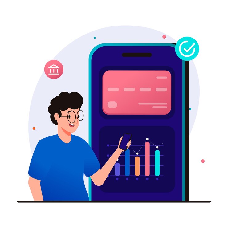 Vector analizar estadísticas empresariales y datos financieros