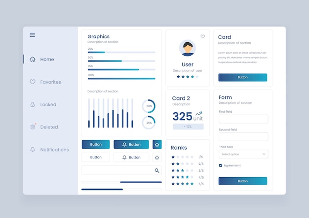 analytics dashboard user interface with diverse data visualization Analytics dashboard user interface that includes a variety of charts and tables for efficient data management and monitoring