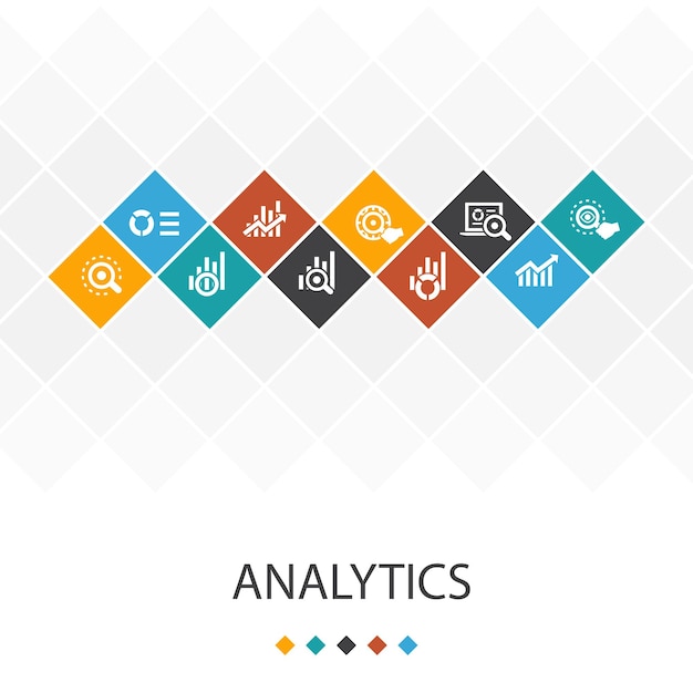 Analytics plantilla de interfaz de usuario de moda concepto de infografía gráfico lineal iconos de seguimiento de tendencias de investigación web