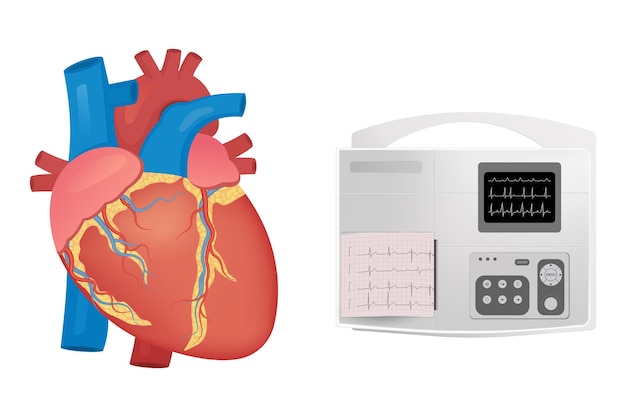 Anatomía del corazón humano dispositivo médico de monitoreo electrocardiográfico del paciente para cartel