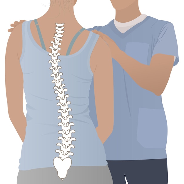 Anatomía de la curvatura de la columna vertebral en la corrección de la postura de la escoliosis