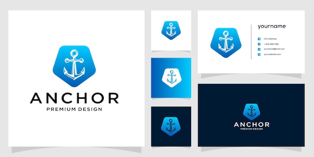 Anchor group logo vector tarjeta de visita icono ilustración diseño Vector Premium