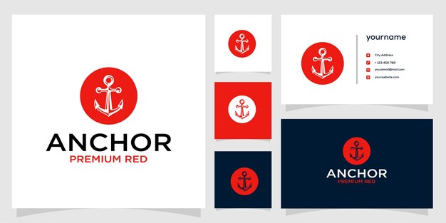 Anchor group logo vector tarjeta de visita icono ilustración diseño Vector Premium