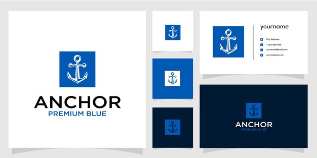 Anchor group logo vector tarjeta de visita icono ilustración diseño Vector Premium