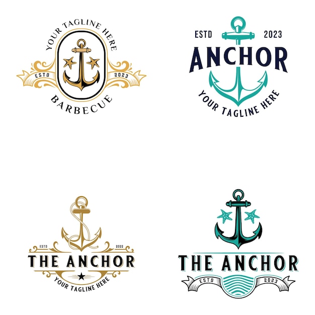 anchor logo set anchor icon para el diseño de la compañía marítima