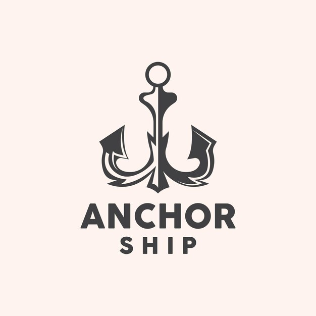 Anchor Logo Simple Diseño elegante Nave náutica Vector Icono Símbolo Ilustración