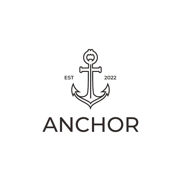 Anchor Mono Line Art logo diseño vector ilustración