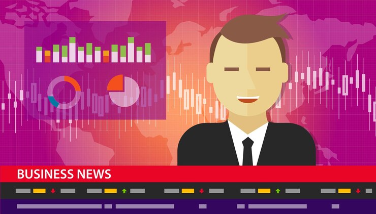 Vector anchor de noticias de televisión informe de negocios gráfico de diagrama