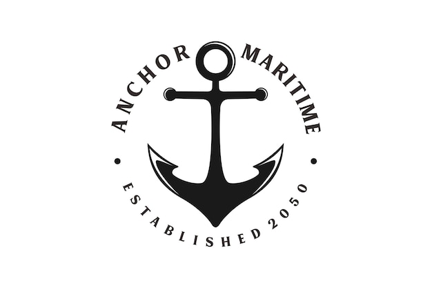 Anchor Rustic Hand Drawn Vintage Retro Hipster diseño de logotipo simple para barco náutico marino