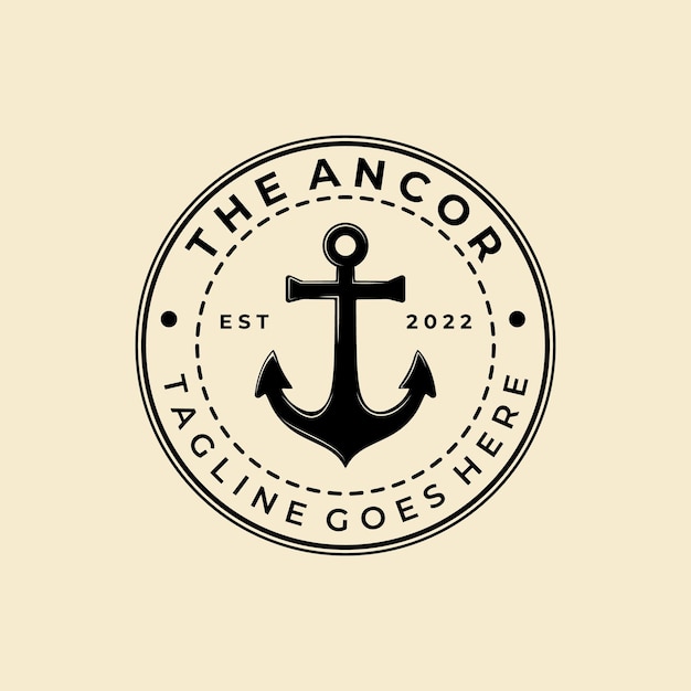 Anchor Ship emblema vintage Logo Vector Design Illustration