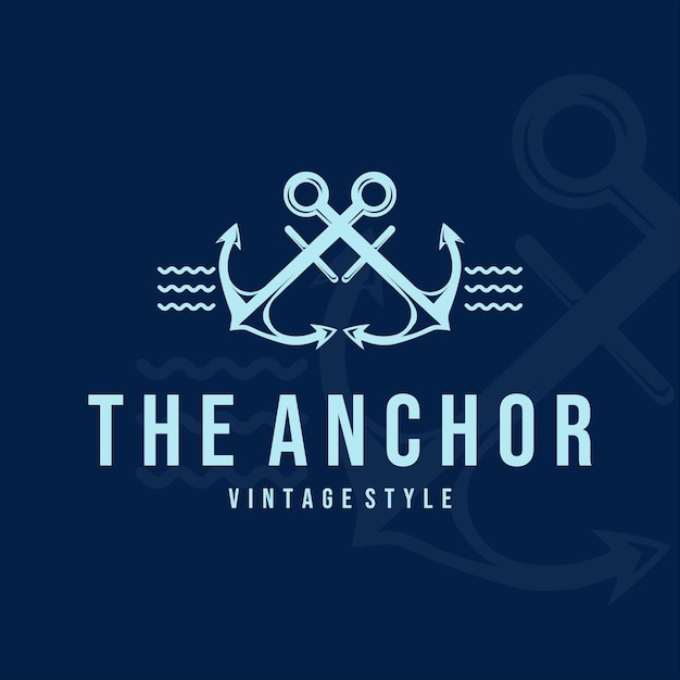 Vector anchor ship logo vintage vector icono símbolo ilustración diseño de plantilla. emblema de icono retro de ancla para el diseño de concepto de negocio marinero o marino