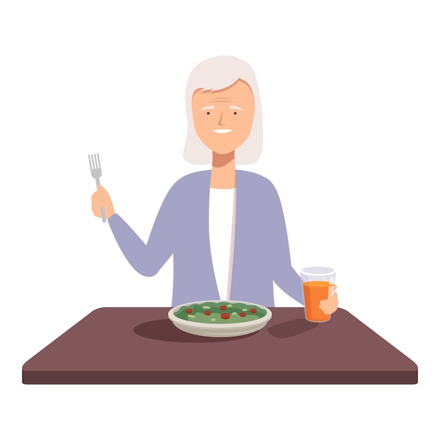 Una anciana disfrutando de una comida saludable