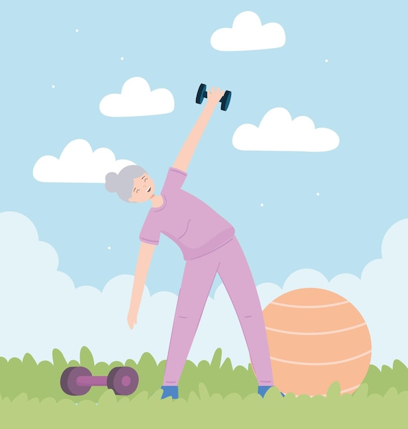 Anciana feliz fitness