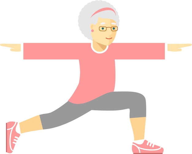 Anciana senior mujer haciendo ejercicios de yoga