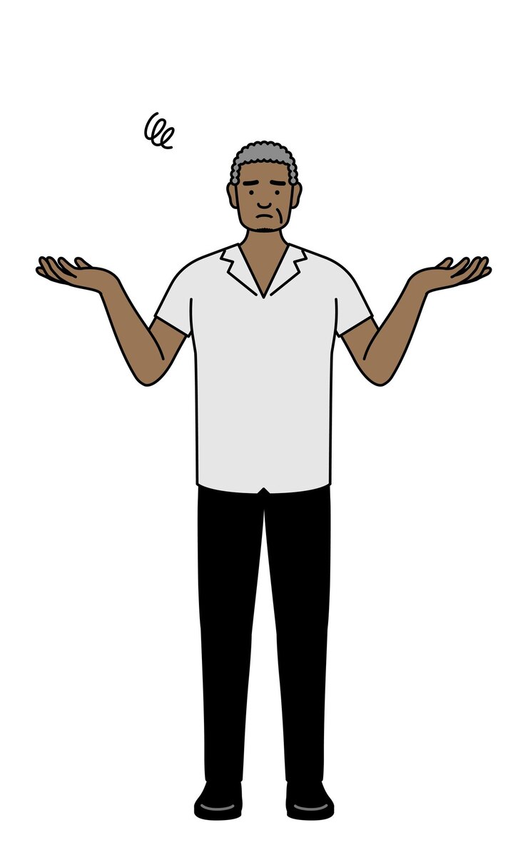 Vector un anciano africano con las manos extendidas en angustia.