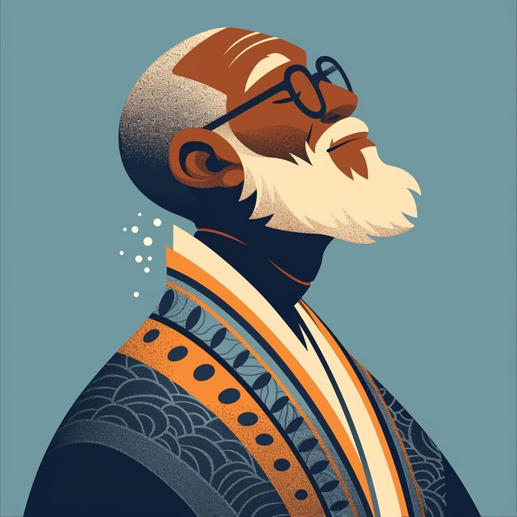 Vector un anciano afroamericano practica la meditación
