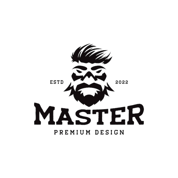 Anciano con barba y peinado logo diseño vector gráfico símbolo icono ilustración idea creativa