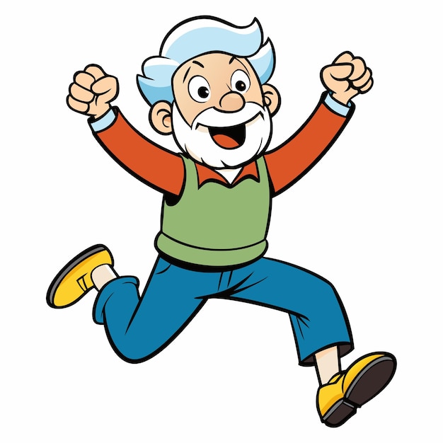 Un anciano estaba saltando ilustración de dibujos animados vectorial