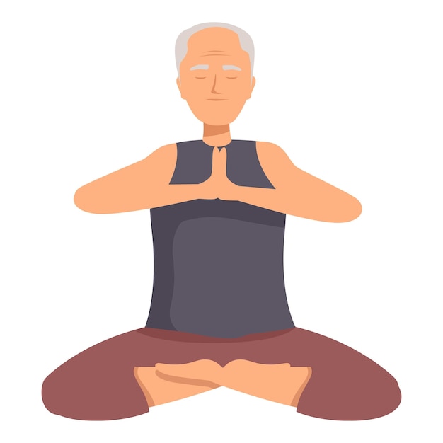 Un anciano jubilado practicando la postura de meditación de yoga