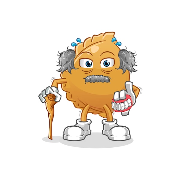 anciano de pelo blanco bola de masa hervida. vector de caracteres