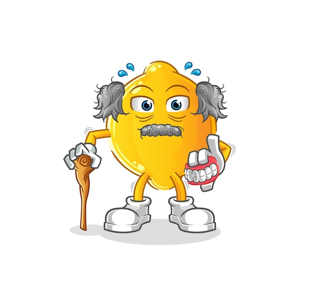 anciano de pelo blanco limón. vector de caracteres