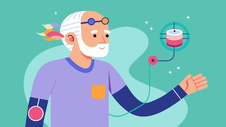 Vector un anciano recibe un implante neural personalizado para ayudarle a moverse y a mantener el equilibrio
