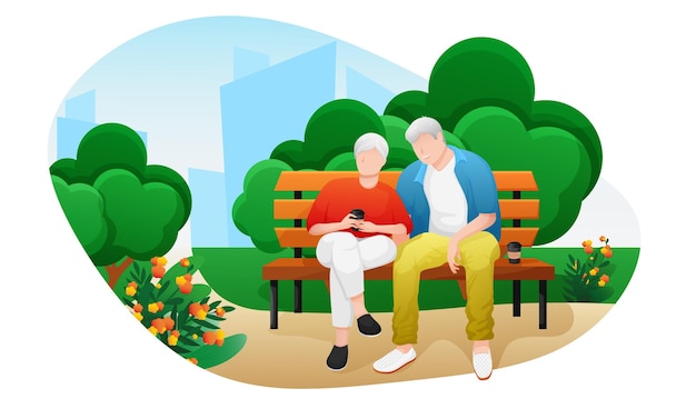 Ancianos en un banco en el parque