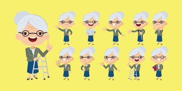 Ancianos con diferentes poses