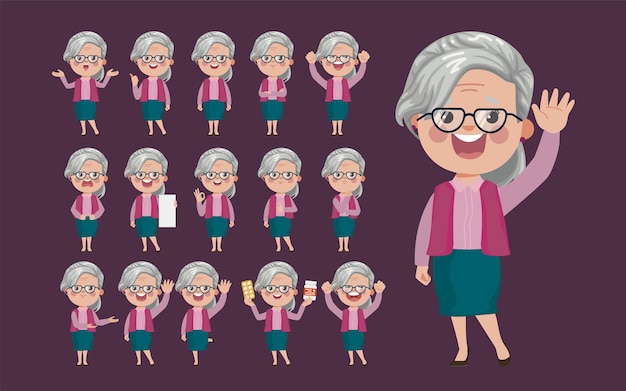 Ancianos con diferentes poses
