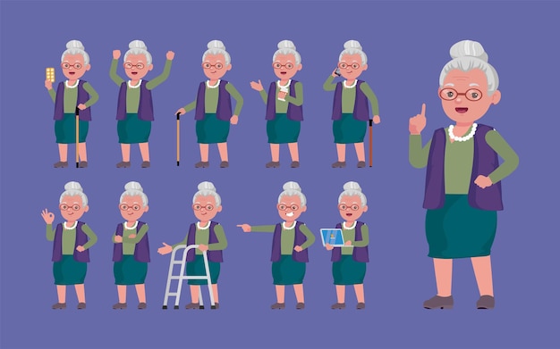 Ancianos con diferentes poses