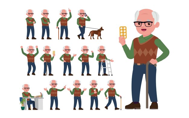 Ancianos con diferentes poses