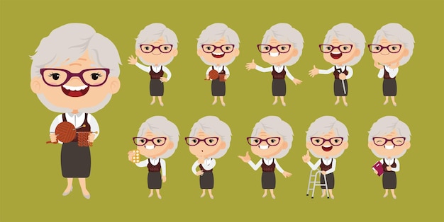 Ancianos con diferentes poses