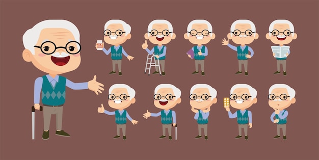 Ancianos con diferentes poses