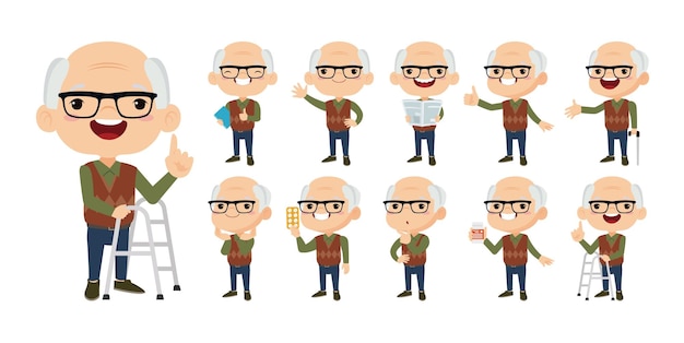 Ancianos con diferentes poses